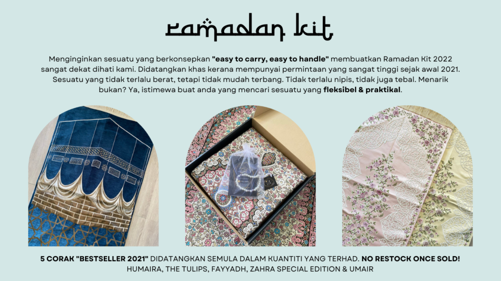 Ramadan Kit Sejadah Ummu Imarah HQ fleksibel & praktikal.