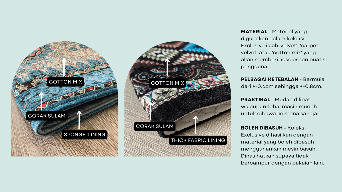 Sejadah Exclusive Ummu Imarah HQ harga yang berpatutan, pelbagai design